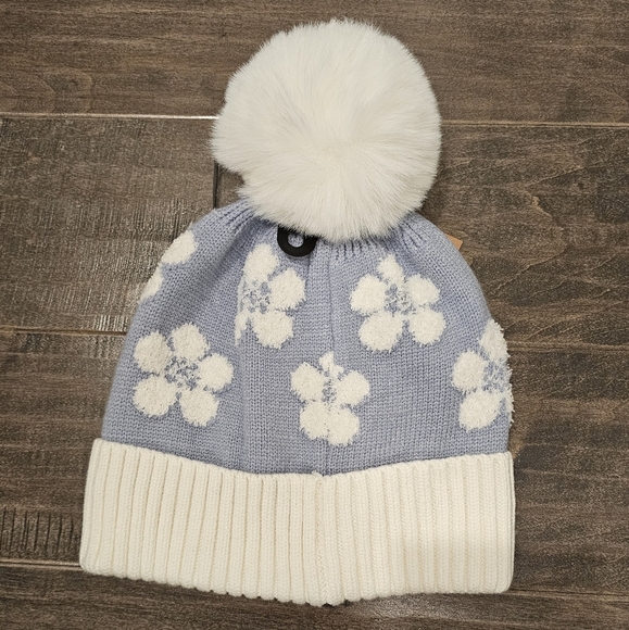 New C.C Women's Flowered Beanie with Pom - Picture 5 of 5